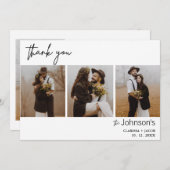 Minimalistisches Drei-Foto-Hochzeit Dankeschön-Kar Einladung (Vorne/Hinten)