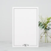 Minimalistisches dreibuchstabiges Monogramm Briefpapier (Stehend Vorderseite)