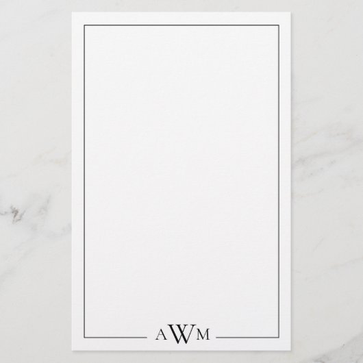 Minimalistisches dreibuchstabiges Monogramm Briefpapier (Vorderseite)