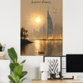 Minimalistisches Dubai Skyline Poster - Nahost (Heimbüro)