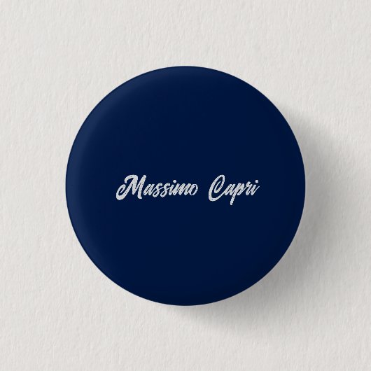 Minimalistisches Dunkelblau Elegantes Eigener Name Button (Vorderseite)