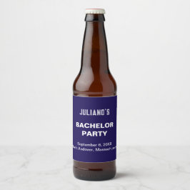 Minimalistisches dunkelblaues Junggesellenabschied Bierflaschenetikett