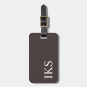 Minimalistisches dunkelbraunes und weißes Monogram Gepäckanhänger (Vorderseite vertikal)