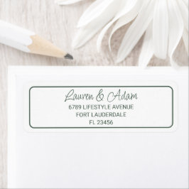 Minimalistisches dunkelgrünes Hochzeitrücksendesie