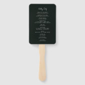Minimalistisches dunkelgrünes Hochzeitsprogramm Fächer (Rückseite)