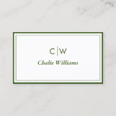 Minimalistisches dunkles Olive Green, 2 Grenzen Visitenkarte (Vorderseite)