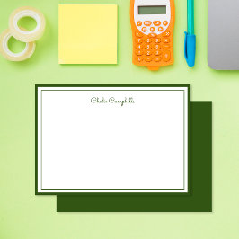 Minimalistisches dunkles Olivgrün, 2 Grenzen, Unte Mitteilungskarte