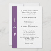 Minimalistisches dunkles Violett Weißes Monogramm Einladung (Vorderseite)