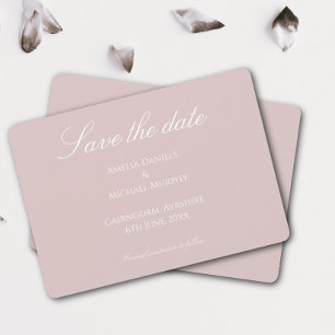 Minimalistisches Dusky Pink und Weiß Save The Date