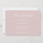 Minimalistisches Dusky-Rosa und Weiß Save The Date (Vorderseite)