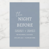 Minimalistisches Dusty Blue Dinner Weinetikett (Einzelnes Label)