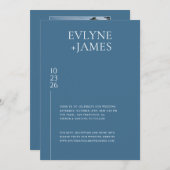 Minimalistisches Dusty Blue Modern Wedding Foto Einladung (Vorne/Hinten)