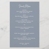 Minimalistisches Dusty Blue Modern Wedding Menu (Vorderseite)