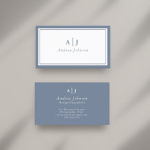Minimalistisches Dusty Blue Two Border Monogramm