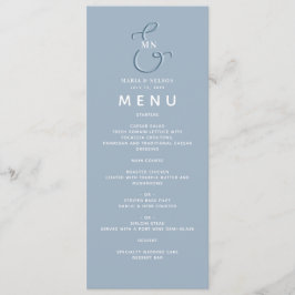 Minimalistisches Dusty Blue Wedding Menu Menükarte