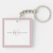 Minimalistisches Dusty Lilac Script Zwei-Rahmen-Mo Schlüsselanhänger (Rückseite)
