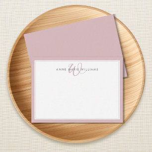 Minimalistisches Dusty Lilac Zwei-Rahmen-Monogramm Mitteilungskarte