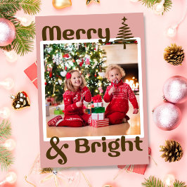 Minimalistisches Dusty Pink Brown Weihnachtsbaum F Feiertagskarte