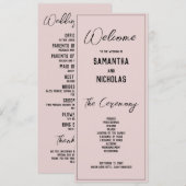 Minimalistisches Dusty Pink-Hochzeitsprogramm (Vorne/Hinten)