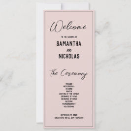 Minimalistisches Dusty Pink-Hochzeitsprogramm