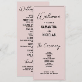 Minimalistisches Dusty Pink-Hochzeitsprogramm