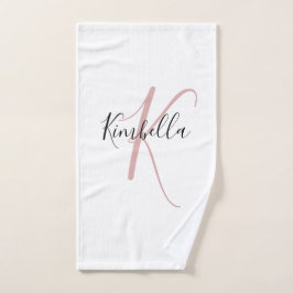 Minimalistisches Dusty-Pink-Monogramm Handtuch