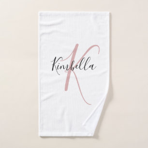 Minimalistisches Dusty-Pink-Monogramm Handtuch