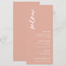 Minimalistisches Dusty Pink Wedding Menu Menükarte