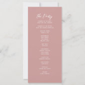 Minimalistisches Dusty Rose Hochzeitsprogramm (Rückseite)