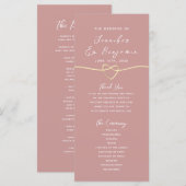 Minimalistisches Dusty Rose Hochzeitsprogramm (Vorne/Hinten)