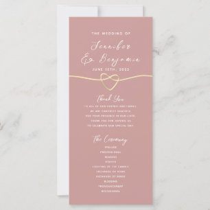Minimalistisches Dusty Rose Hochzeitsprogramm
