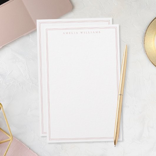 Minimalistisches Dusty Rose Monogramm mit zwei Rah Briefpapier