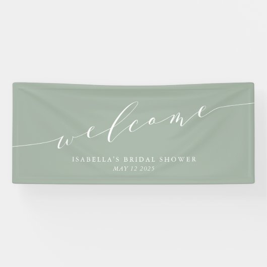 Minimalistisches Dusty Sage Green Brautparty Willk Banner (Horizontal)