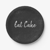 Minimalistisches Eat Cake Black Gray Blackboard Pappteller (Vorderseite)