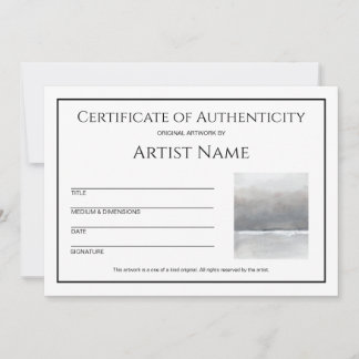 Minimalistisches Echtheitszertifikat Art Foto Feiertagskarte