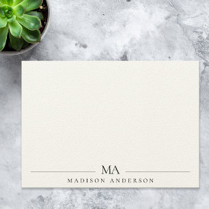 Minimalistisches Ecru Monogram Modern Beruflich Mitteilungskarte