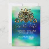 Minimalistisches Edelgoldmonogramm Einladung (Rückseite)