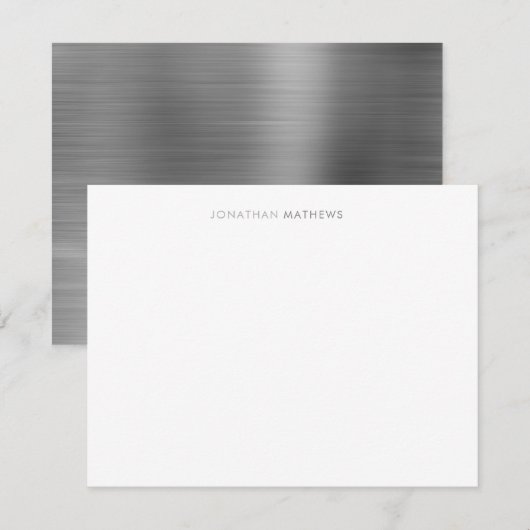Minimalistisches Edelmetallplattiertes, silbergrau Mitteilungskarte (Vorne/Hinten)