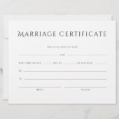 Minimalistisches Ehezertifikat in elegantem Text (Vorderseite)