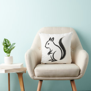 Minimalistisches Eichhörnchen - Farbpinsel Kissen