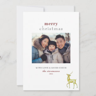 Minimalistisches Ein-Foto-Frohe-Weihnachten-Rentie Feiertagskarte