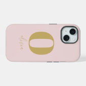 Minimalistisches Einfach-Chic-Rosa-Monogramm iPhone 15 Hülle (Rückseite (Horizontal))