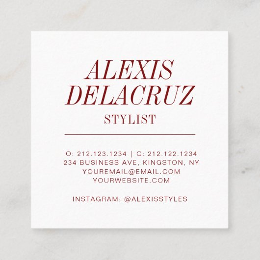 Minimalistisches einfaches Berufliches Foto Modern Quadratische Visitenkarte (Rückseite)