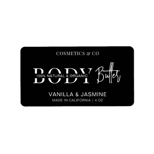 Minimalistisches einfaches Black Body Butter JAR-P Adressaufkleber (Vorne)