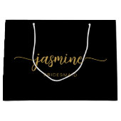 Minimalistisches einfaches Black-Gold Monogram-Gir Große Geschenktüte (Vorderseite)