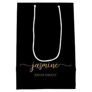 Minimalistisches einfaches Black-Gold Monogram-Gir Mittlere Geschenktüte