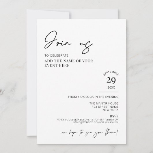 Minimalistisches, einfaches Business-Event Einladung (Vorderseite)