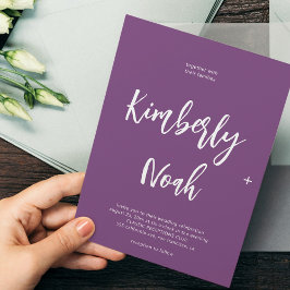 Minimalistisches einfaches Drehbuch lila Hochzeit Einladung