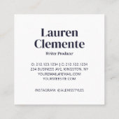 Minimalistisches, einfaches Foto Elegante Dunkle M Quadratische Visitenkarte (Rückseite)