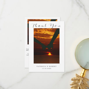 Minimalistisches Einfaches Foto für Jungvermählte Dankeskarte